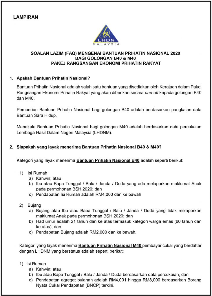 Tarikh Pembayaran Bsh 2020 Bantuan Sara Hidup Rakyat Fasa 1 2 3