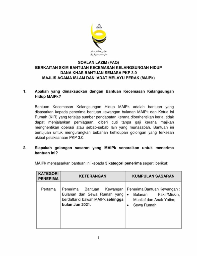 Bantuan Kecemasan Kelangsungan Hidup Maipk Info